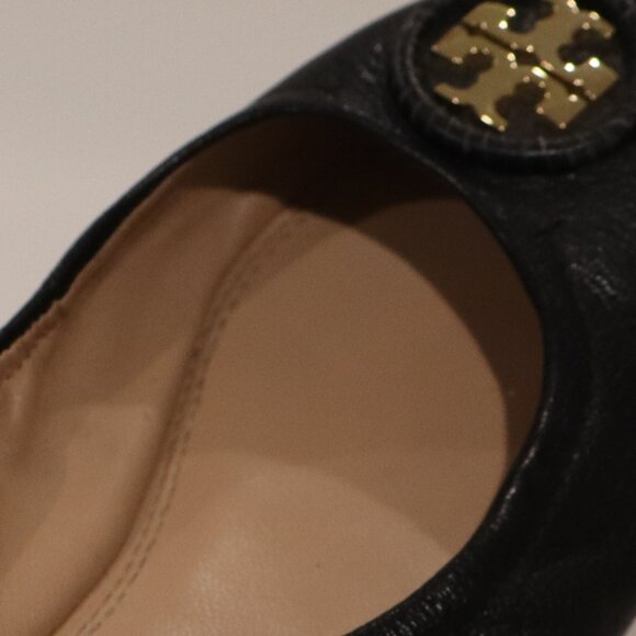 Tory Burch Black Monogram Flats - Size 7.5 ALMOST NEW CONDITION! - Picture 5 of 8